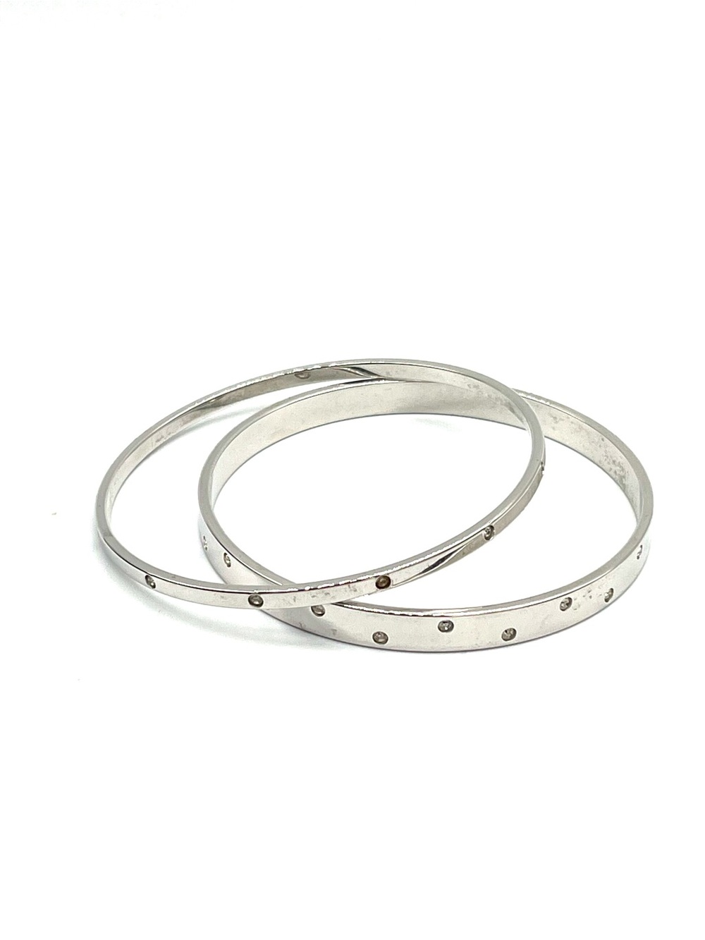 Swarovski Crystal and Silver Bangle Bracelets - Set of 2